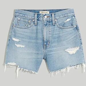 Madewell The Momjean Short - distressed jean shorts